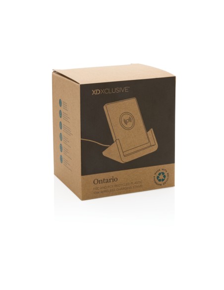 Supporto con ricarica 10W Ontario in plastica riciclata RCS